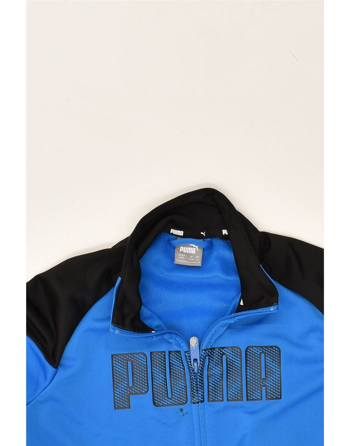 PUMA Boys Graphic Tracksuit Top Jacket 9-10 Years Blue Colourblock | Vintage Puma | Thrift | Second-Hand Puma | Used Clothing | Messina Hembry 