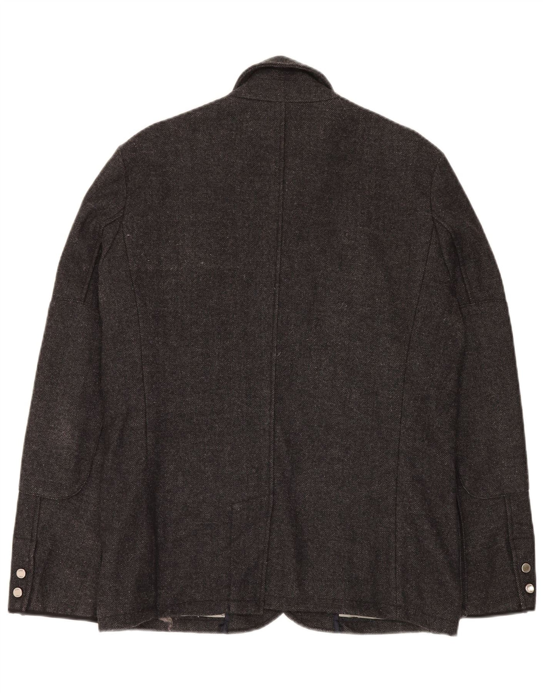 Zara Mens Utility Jacket UK 40 Large Grey Herringbone Wool
