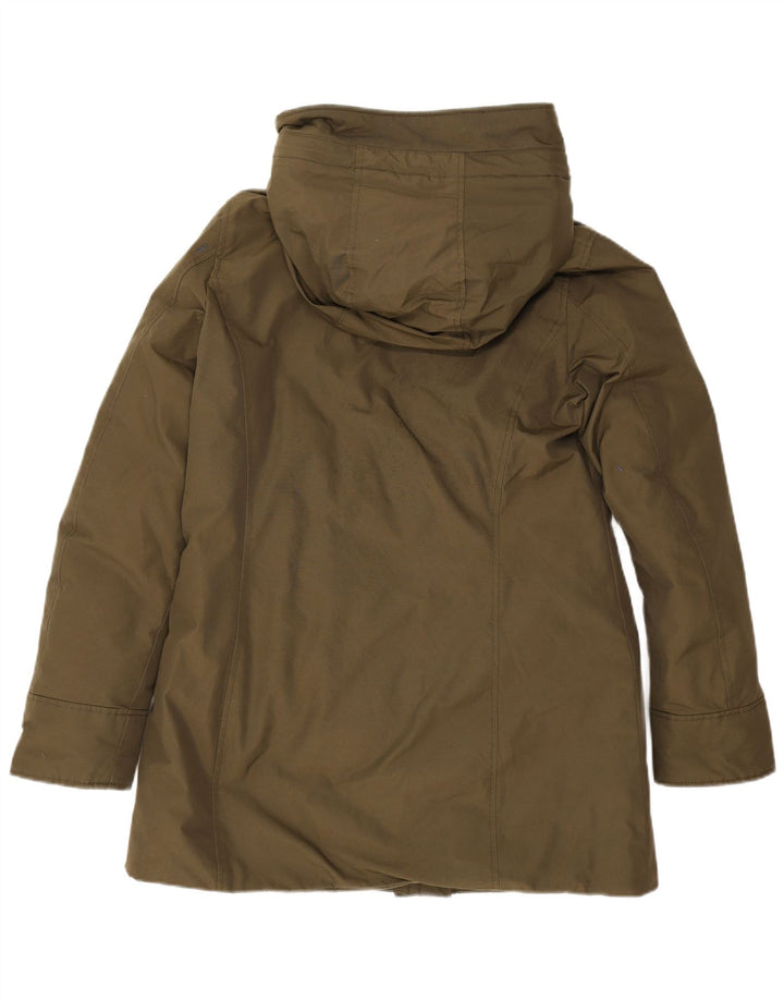 Woolrich Womens Hooded Parka Jacket UK 14 Medium Khaki Cotton