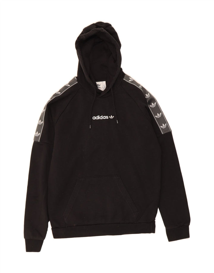 ADIDAS Mens Graphic Hoodie Jumper Medium Black Vintage Adidas and Second-Hand Adidas from Messina Hembry 