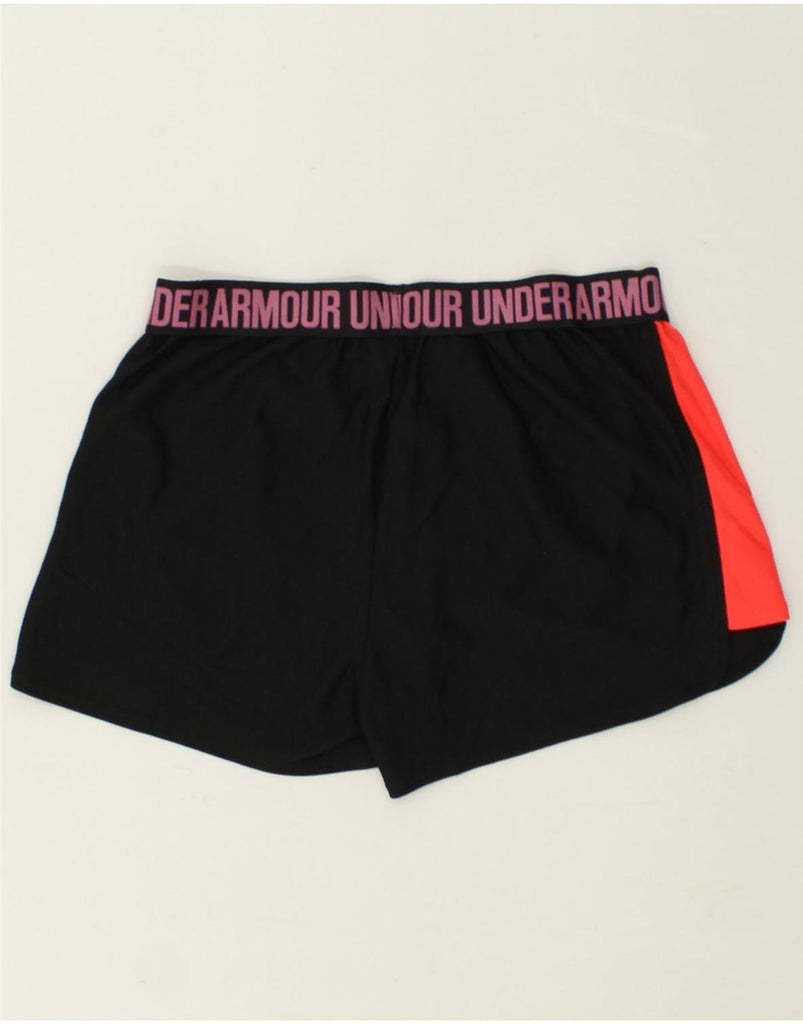 UNDER ARMOUR Womens Sport Shorts UK 14 Large Black Colourblock | Vintage Under Armour | Thrift | Second-Hand Under Armour | Used Clothing | Messina Hembry 