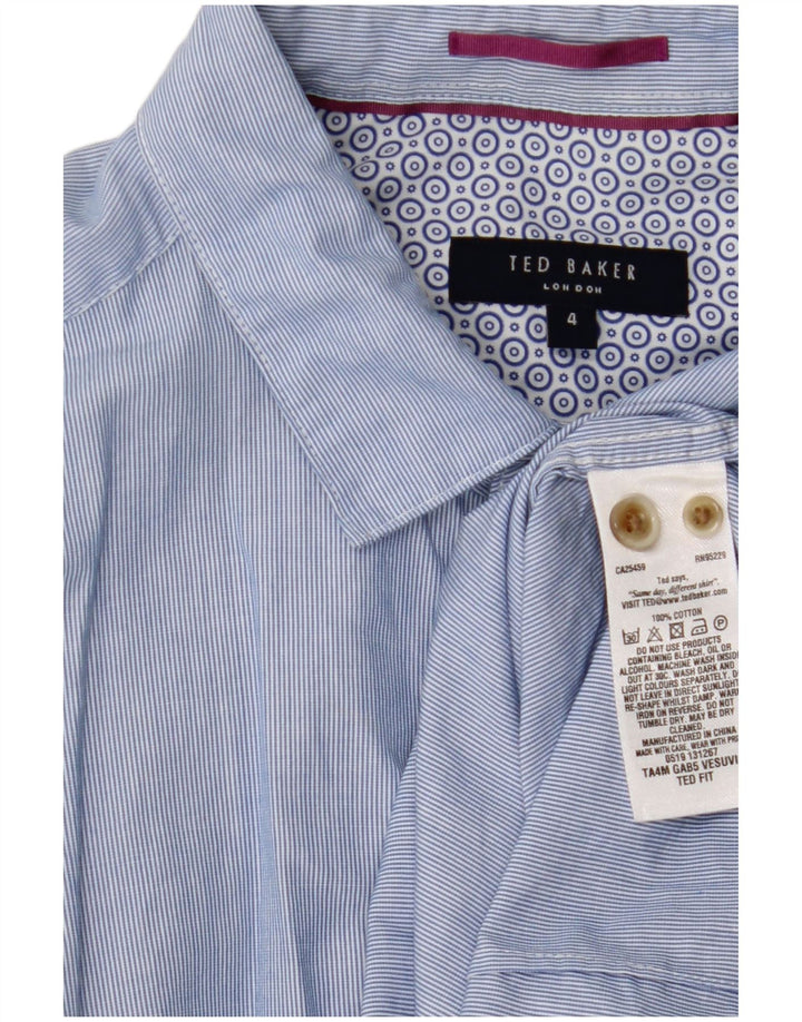 TED BAKER Mens Shirt Size 4 Large Blue Pinstripe Cotton