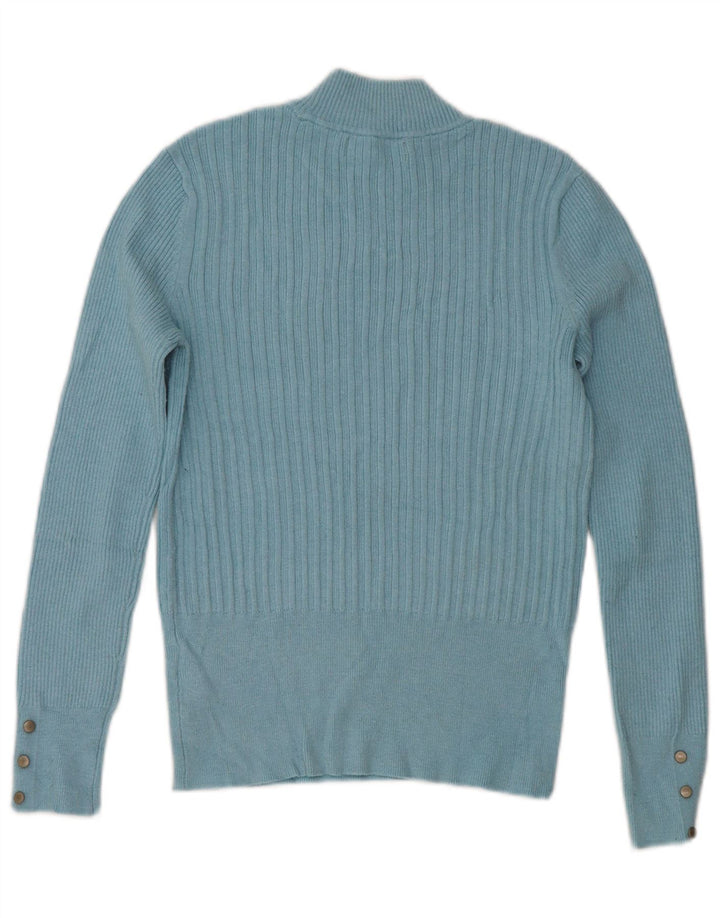 Marks & Spencer Womens Turtle Neck Jumper Sweater UK 10 Small  Blue Viscose