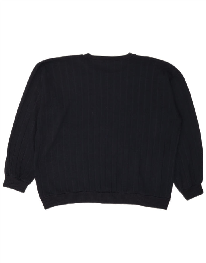 Zara Womens Crop Oversized Boat Neck Jumper Sweater UK 14 Medium Navy Blue
