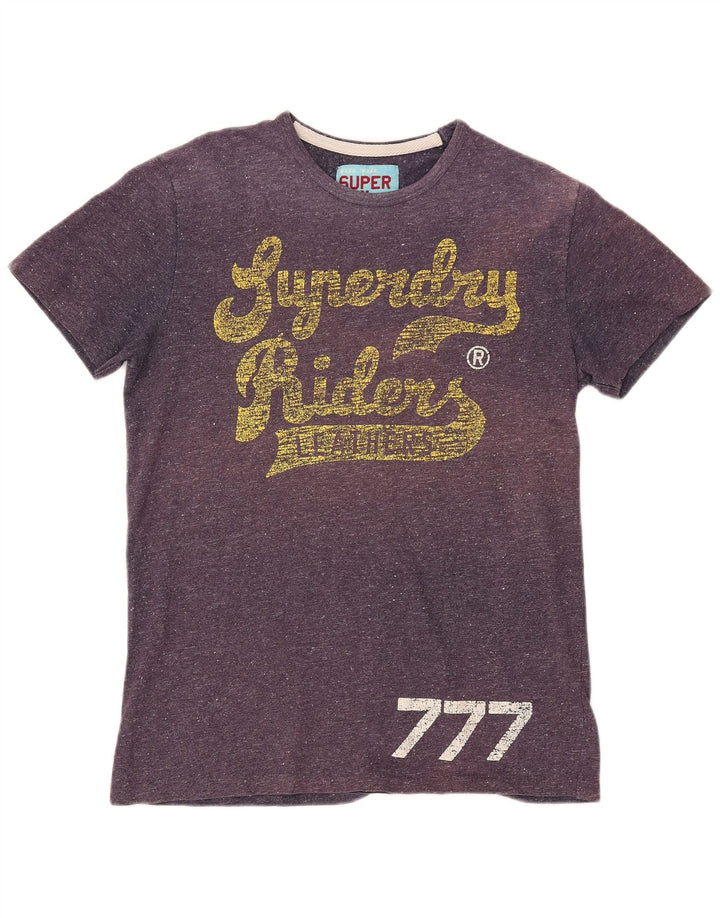 SUPERDRY Womens Riders Graphic T-Shirt Top UK 18 XL Purple Flecked Cotton