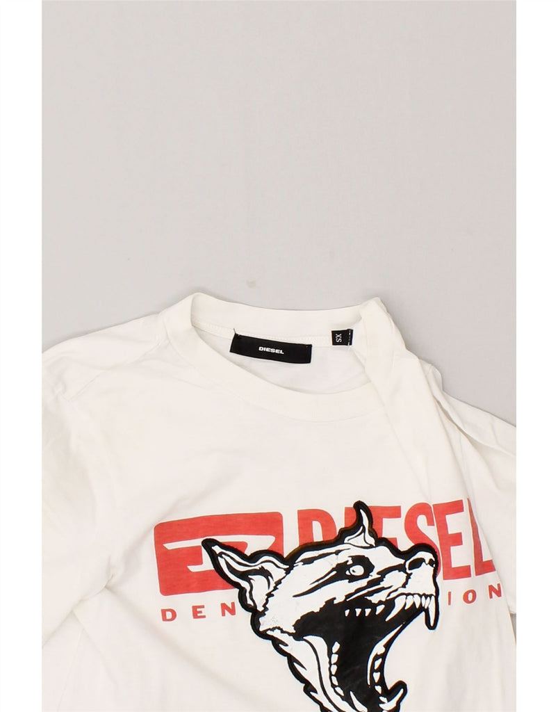 DIESEL Boys Graphic T-Shirt Top 14-15 Years XS White Cotton | Vintage Diesel | Thrift | Second-Hand Diesel | Used Clothing | Messina Hembry 