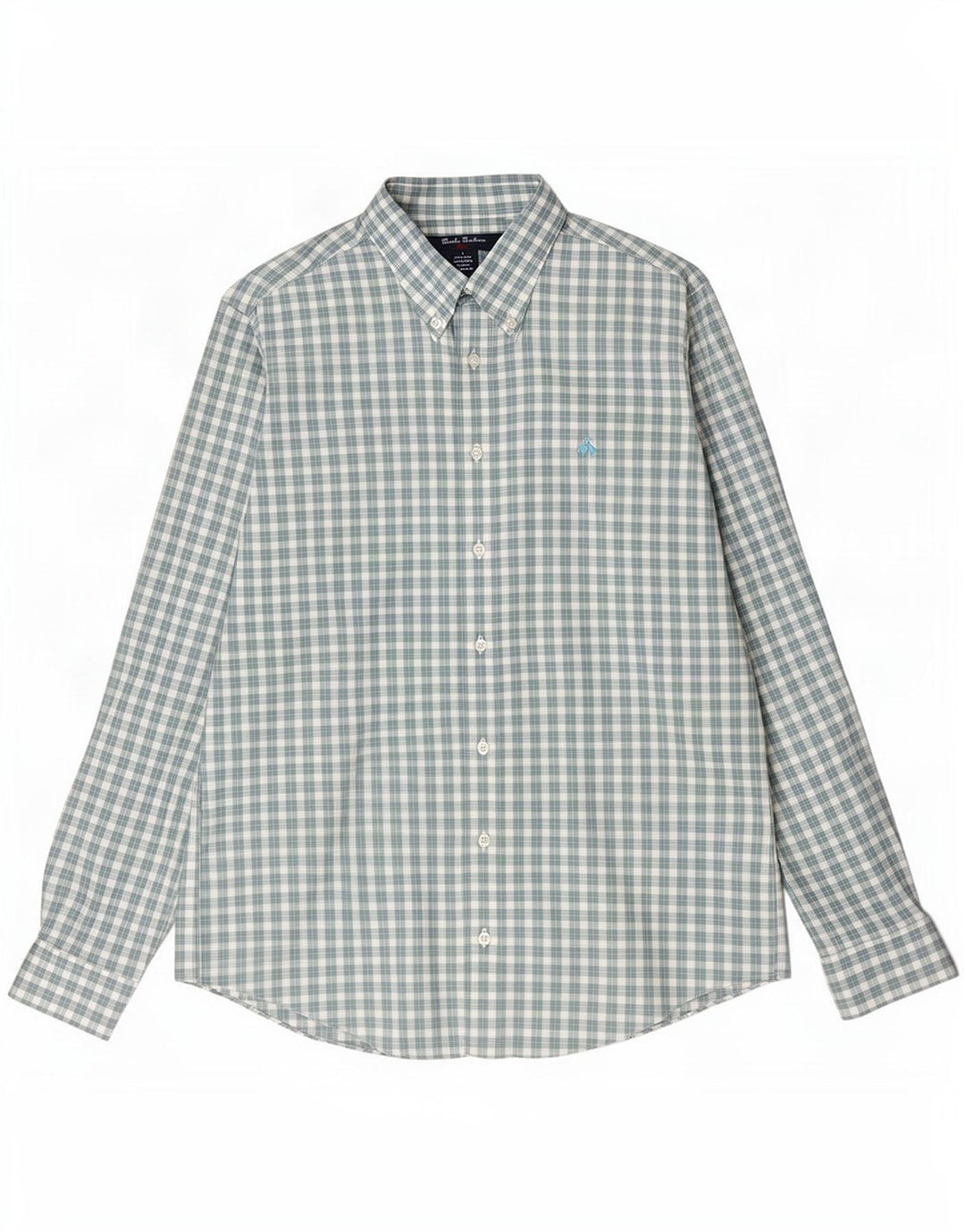 Brooks Brothers Mens Shirt Large Green Check Cotton