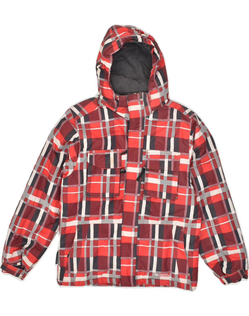 MOUNTAIN WAREHOUSE Boys Hooded Windbreaker Jacket 12-13 Years Red Check | Vintage Mountain Warehouse | Thrift | Second-Hand Mountain Warehouse | Used Clothing | Messina Hembry 