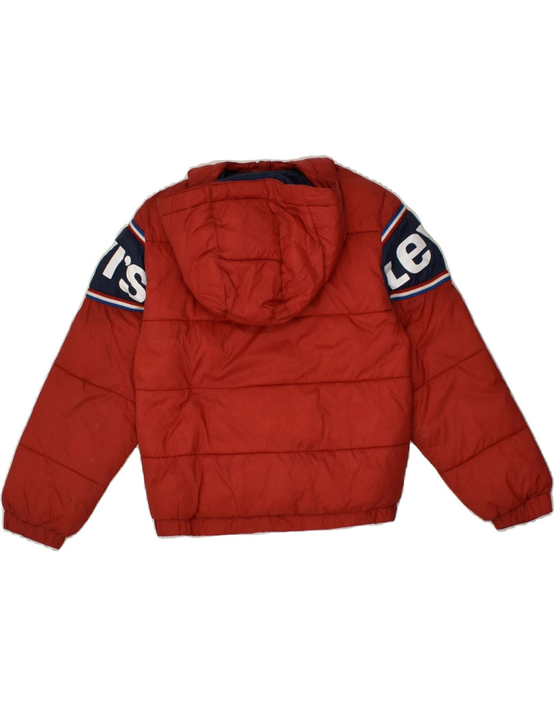 LEVI'S Boys Graphic Hooded Padded Jacket 7-8 Years Red Polyester | Vintage Levi's | Thrift | Second-Hand Levi's | Used Clothing | Messina Hembry 