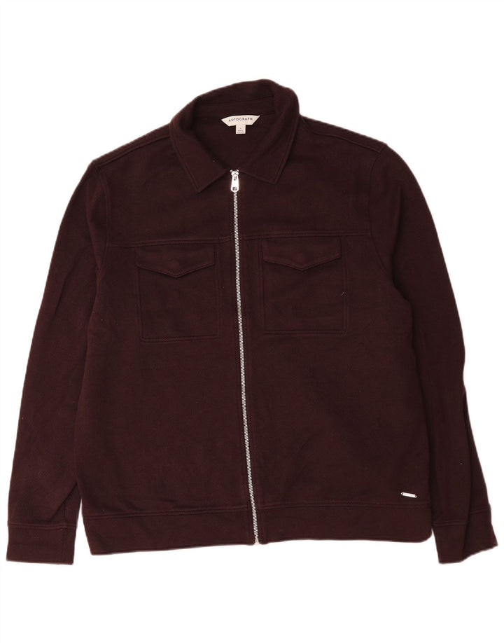 Marks & Spencer Mens Autograph Bomber Jacket UK 40 Large Burgundy Cotton