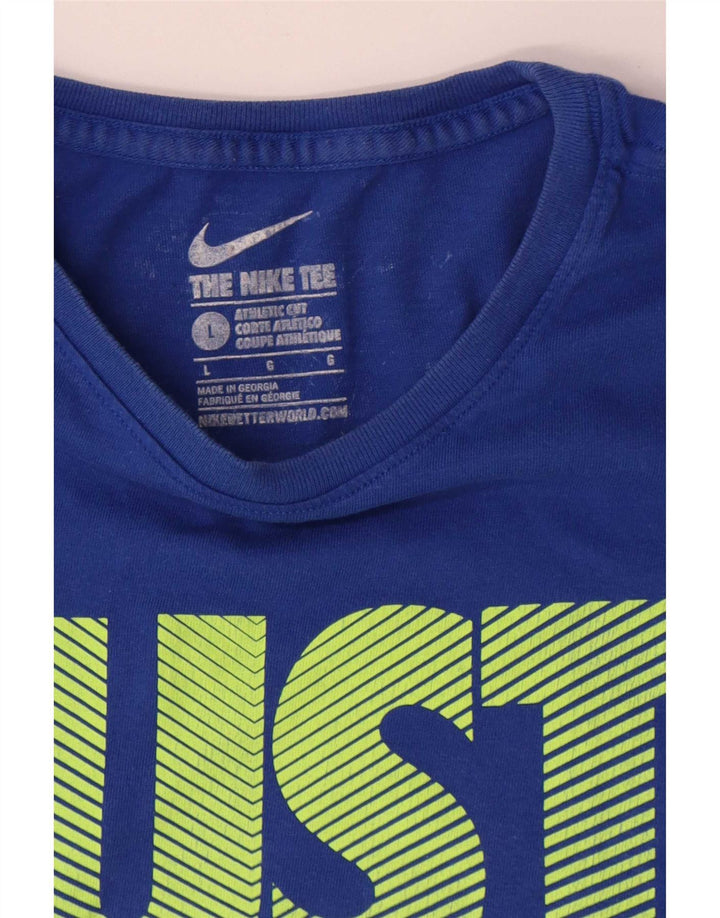 Nike Mens Athletic Cut Graphic T-Shirt Top Large Blue Cotton