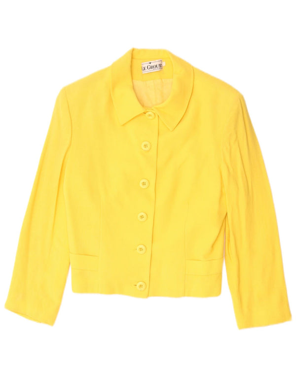 Le Group Womens 6 Button 2 Piece Skirt Set UK 12 Medium W28 Yellow Wool