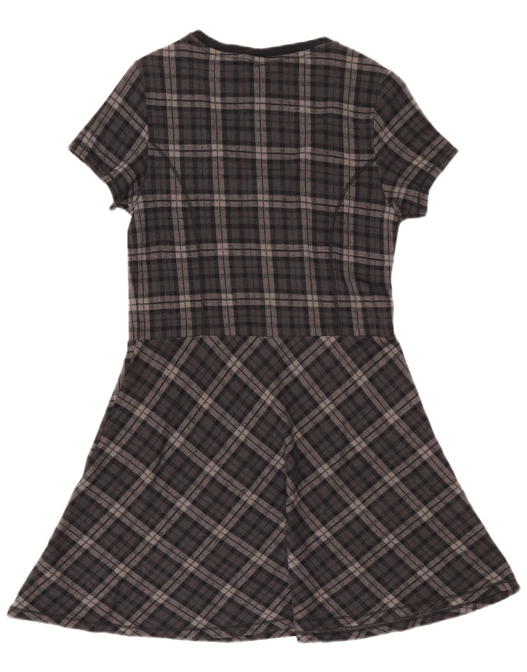 Jack Wills Womens A-Line Dress UK 14 Large Grey Check Cotton