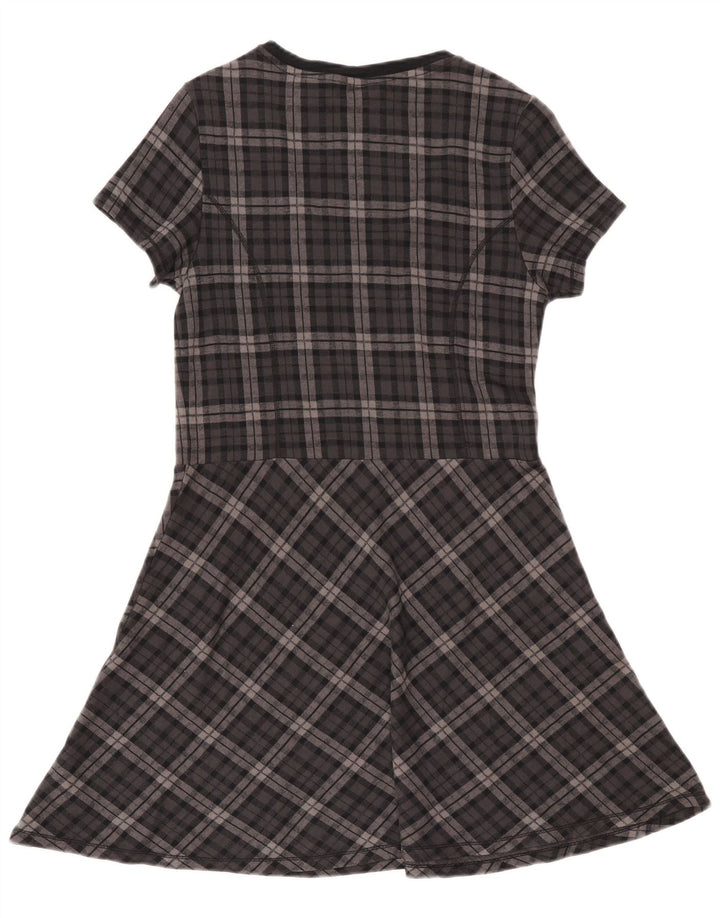 Jack Wills Womens A-Line Dress UK 14 Large Grey Check Cotton
