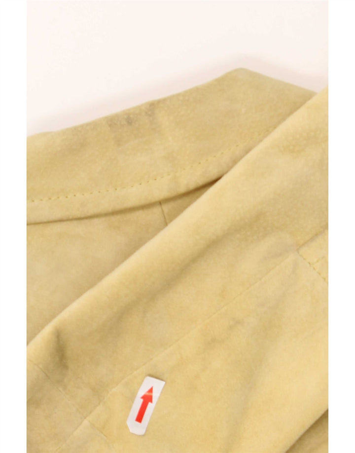 Max Mara Womens Weekend 3 Button Suede Blazer Jacket UK 6 XS Beige Leather