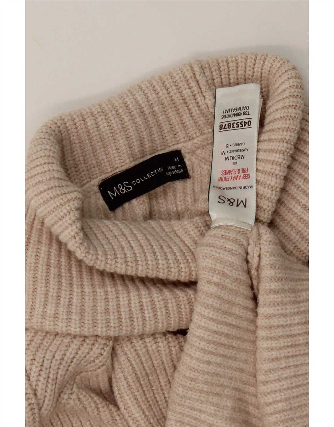 Marks & Spencer Womens Roll Neck Jumper Sweater UK 14 Medium Beige Viscose