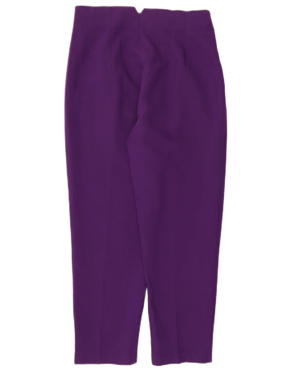 Zara Womens Tapered Cropped Trousers Large W30 L26 Purple Polyester