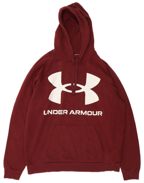 UNDER ARMOUR Mens Graphic Hoodie Jumper XL Burgundy Cotton