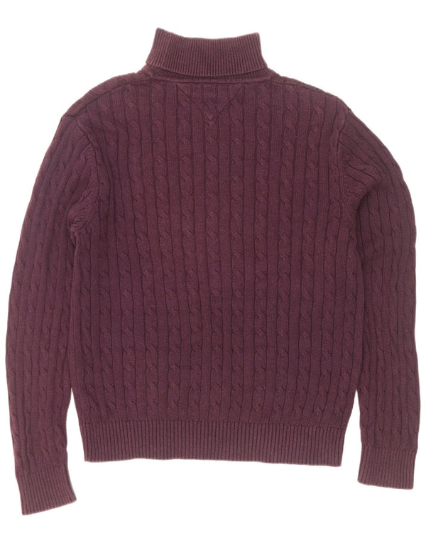 Tommy Hilfiger Mens Roll Neck Jumper Sweater 2XL Purple Cotton