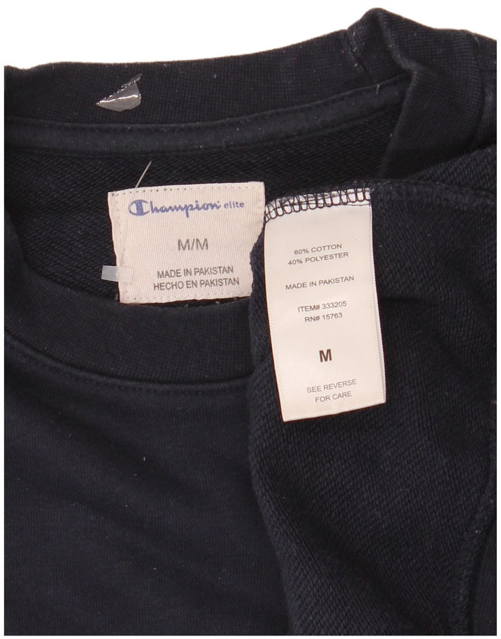 Champion Mens Elite Graphic Sweatshirt Jumper Medium Black Cotton