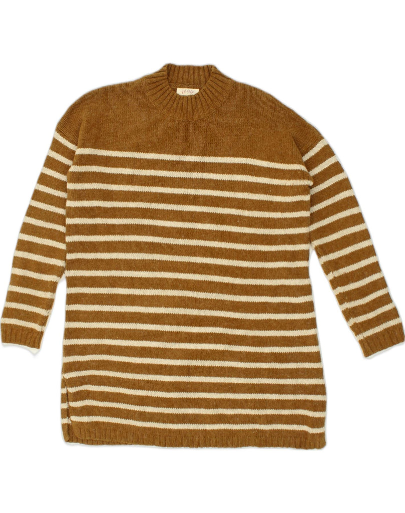 FAT FACE Womens Crew Neck Jumper Sweater UK 14 Large Brown Striped Cotton | Vintage Fat Face | Thrift | Second-Hand Fat Face | Used Clothing | Messina Hembry 