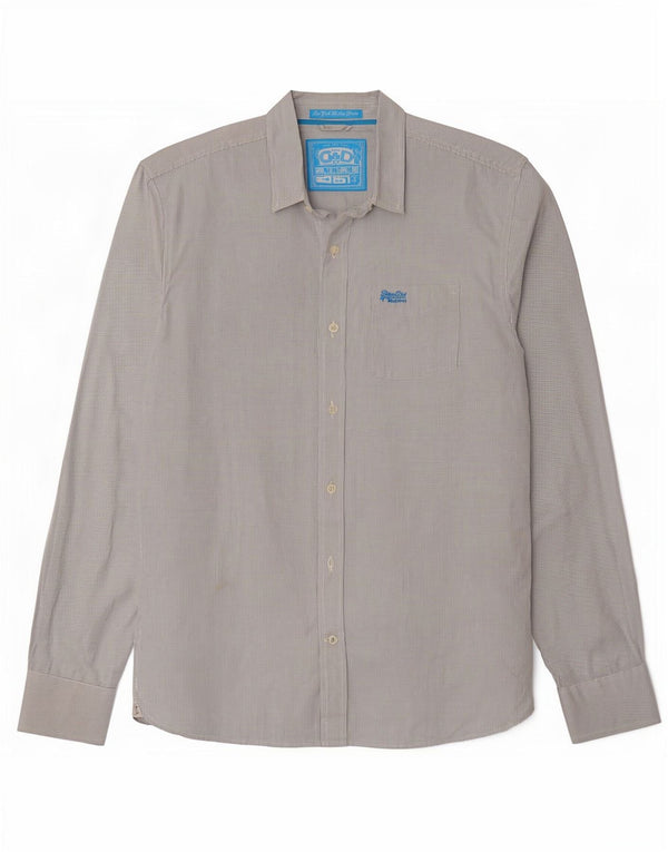 Superdry Mens Shirt 2XL White Gingham Cotton