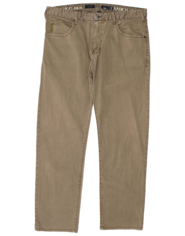 Armani Jeans Mens Straight Casual Trousers W36 L29 Khaki Cotton