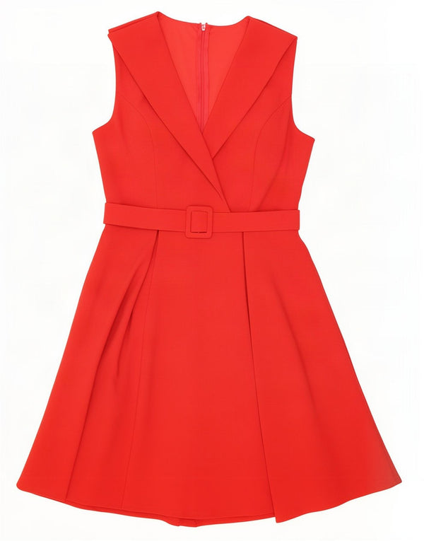 Les Voiliers Womens Sleeveless A-Line Dress UK 14 Large Red Polyester