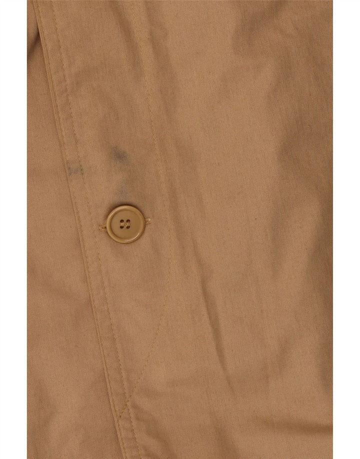 Vintage Mens Loose Fit Trench Coat Small Beige Cotton