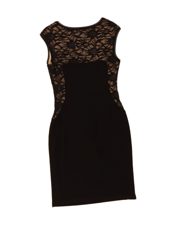 FRANK LYMAN Womens Sleeveless Sheath Dress UK 12 Medium Black Polyester Vintage FRANK LYMAN and Second-Hand FRANK LYMAN from Messina Hembry 
