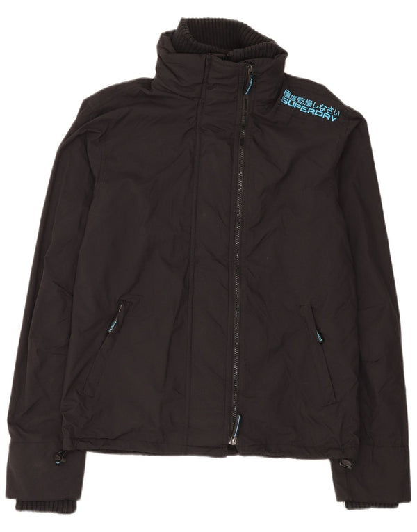 SUPERDRY Womens Graphic Oversized Windbreaker Jacket UK 14 Medium Black