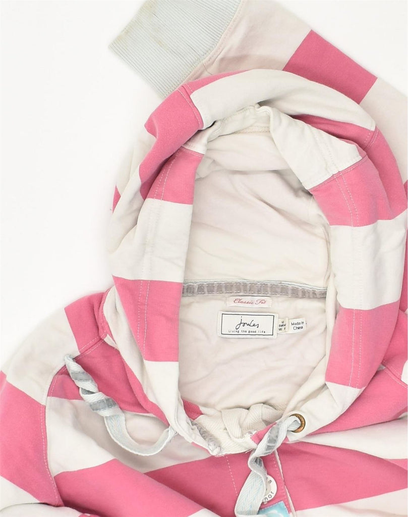 JOULES Womens Classic Fit Zip Hoodie Sweater UK 12 Medium Pink Striped | Vintage Joules | Thrift | Second-Hand Joules | Used Clothing | Messina Hembry 