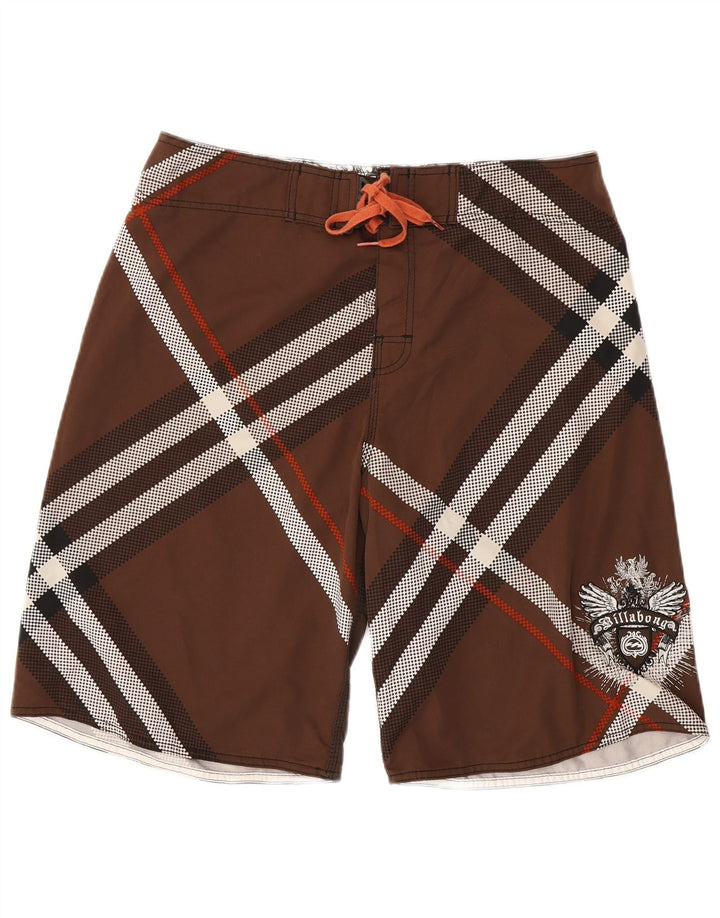 Billabong Mens Graphic Swimming Shorts Large  Brown Plaid Polyester