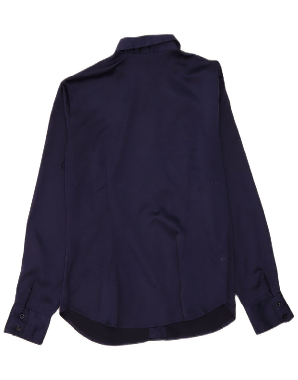 Trussardi Jeans Womens Tuxedo Shirt UK 16 Large Navy Blue