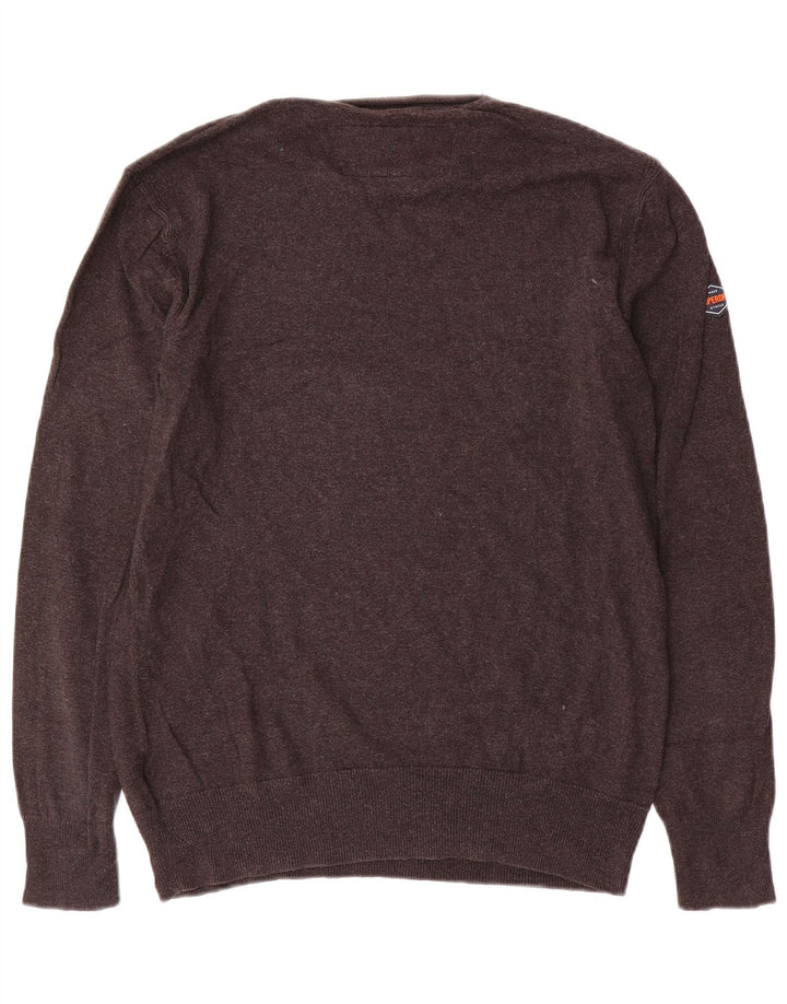Superdry Mens Boat Neck Jumper Sweater Medium Grey Cotton
