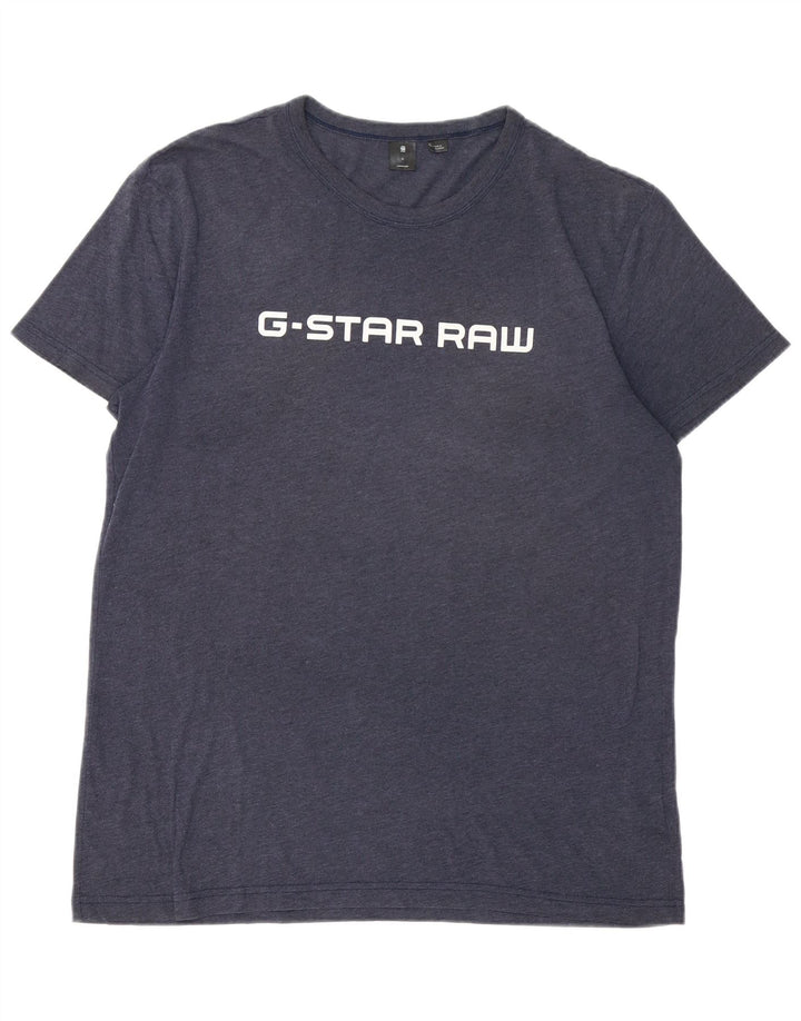 G-STAR Mens Graphic T-Shirt Top XL Navy Blue Cotton