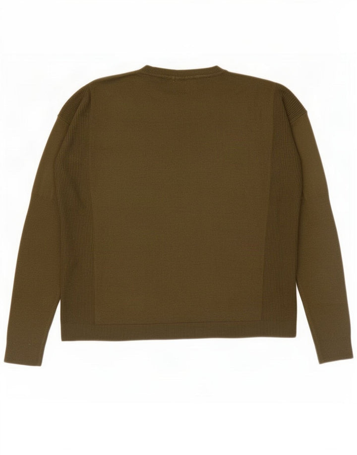 Marks & Spencer Womens Oversized Crew Neck Jumper Sweater UK 10 Small Khaki