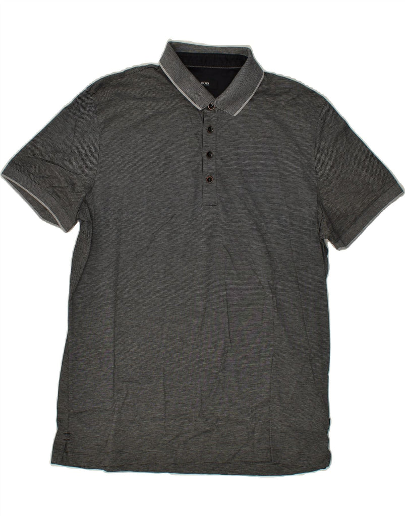 HUGO BOSS Mens Regular Fit Polo Shirt Medium Grey Cotton Vintage Hugo Boss and Second-Hand Hugo Boss from Messina Hembry 