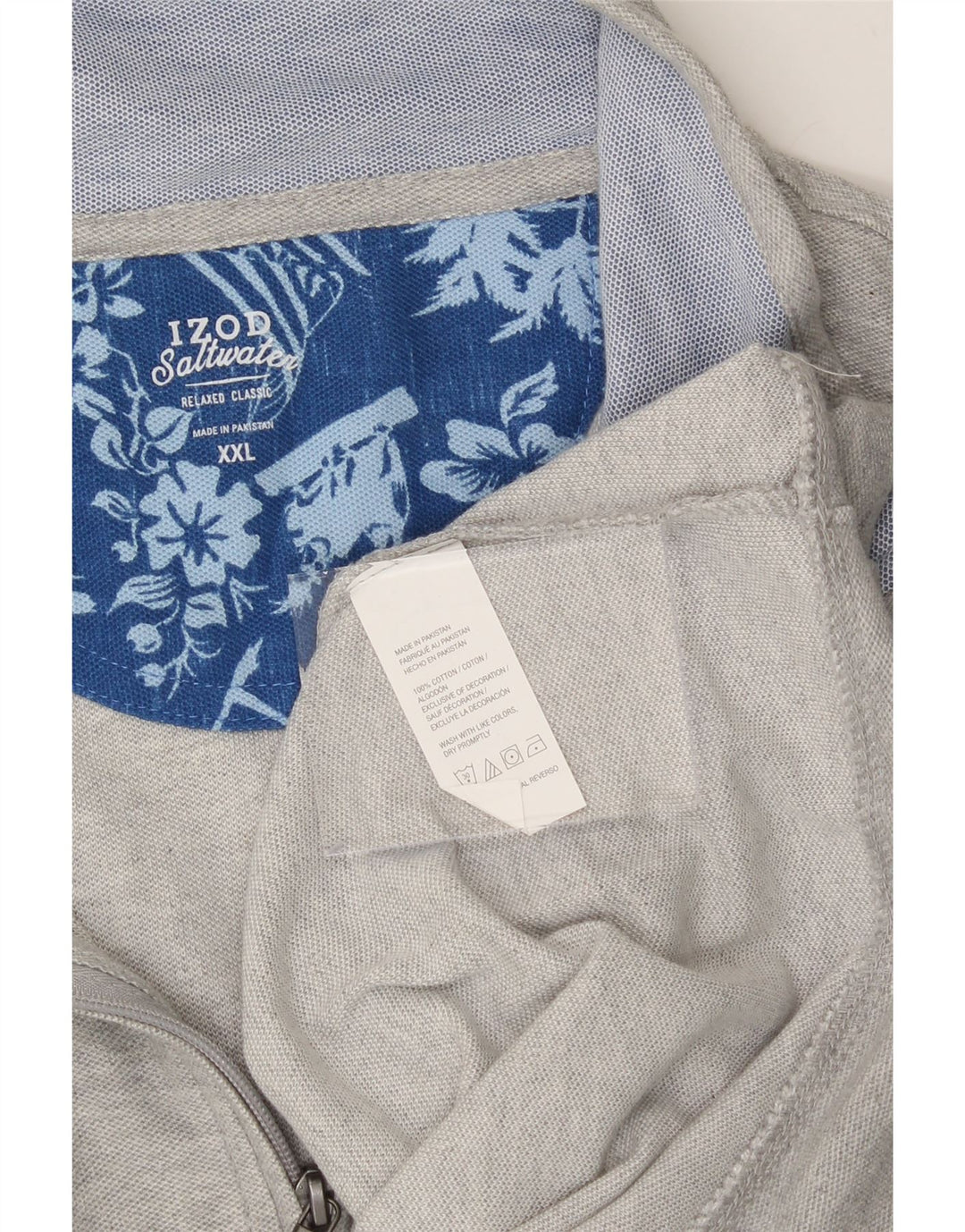IZOD Mens Relaxed Classics Zip Neck Sweatshirt Jumper 2XL Grey Cotton Vintage Izod and Second-Hand Izod from Messina Hembry 