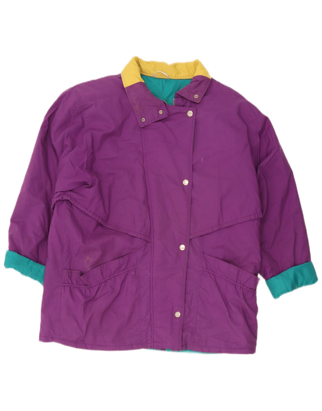 Vintage Womens Windbreaker Jacket UK 18 XL Purple Colourblock Polyester