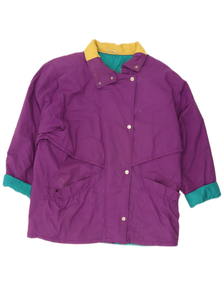 Vintage Womens Windbreaker Jacket UK 18 XL Purple Colourblock Polyester