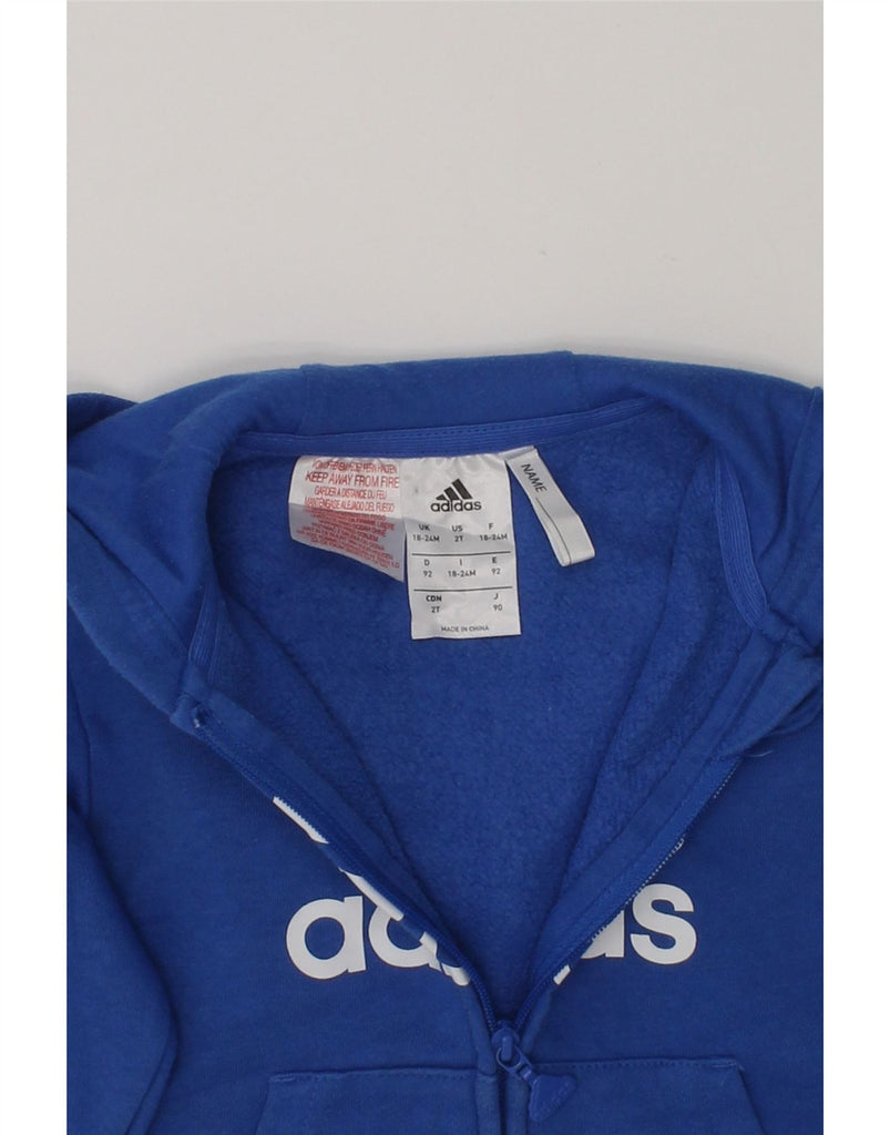 ADIDAS Baby Boys Graphic Zip Neck Jumper Sweater 18-24 Months Blue Cotton | Vintage Adidas | Thrift | Second-Hand Adidas | Used Clothing | Messina Hembry 