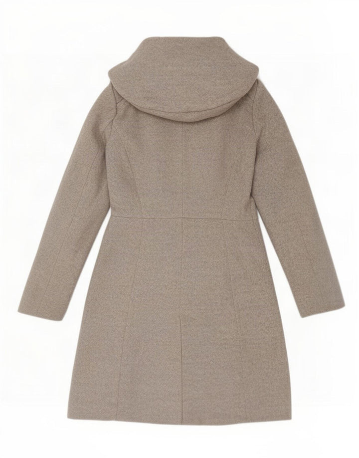 Zara Womens Hooded Overcoat UK 12 Medium Grey Acrylic
