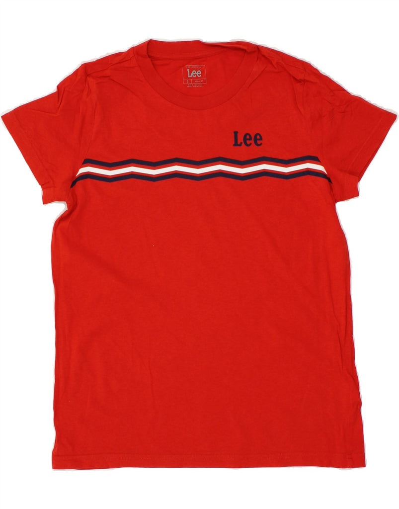 LEE Mens Regular Fit T-Shirt Top Small Red Striped Cotton Vintage Lee and Second-Hand Lee from Messina Hembry 