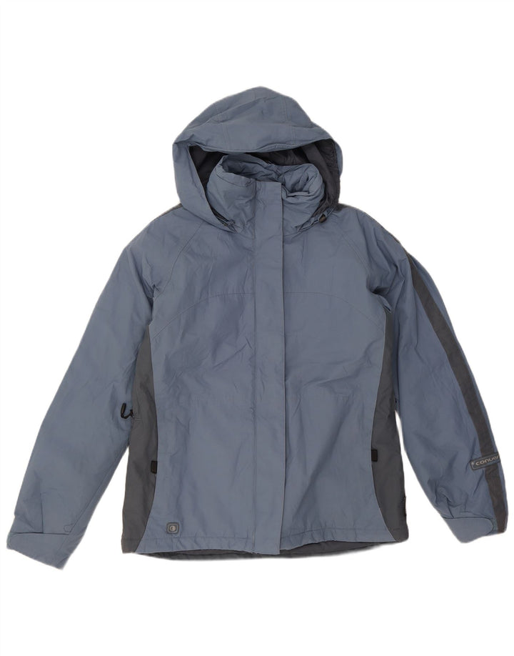Columbia Womens Hooded Windbreaker Jacket UK 14 Medium Blue Colourblock