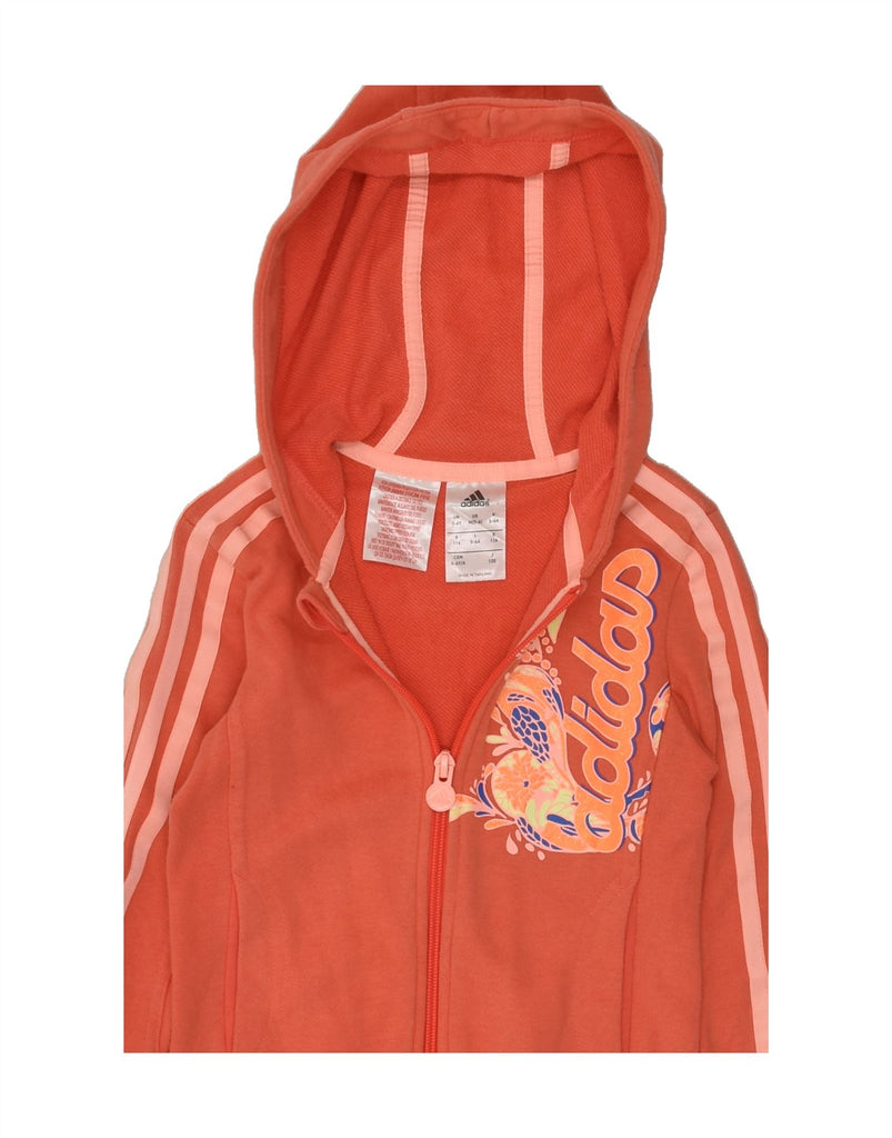 ADIDAS Girls Graphic Zip Hoodie Sweater 5-6 Years Orange Cotton | Vintage Adidas | Thrift | Second-Hand Adidas | Used Clothing | Messina Hembry 