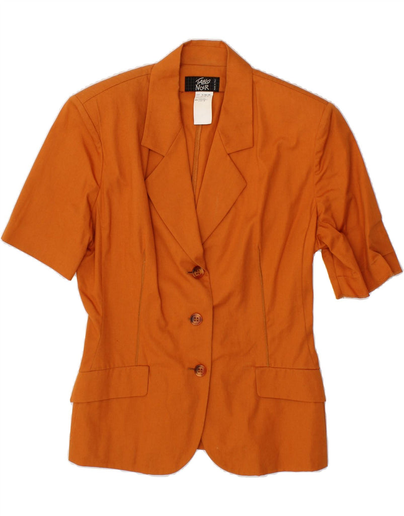 VINTAGE Womens 2 Button Short Sleeve Blazer Jacket UK 12 Medium Orange Vintage Vintage and Second-Hand Vintage from Messina Hembry 