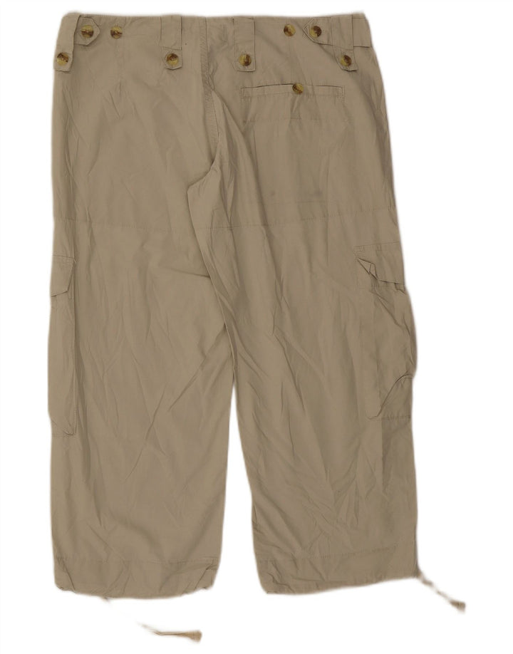 Vintage Womens Cargo Capri Trousers Small W27 L21 Beige Cotton
