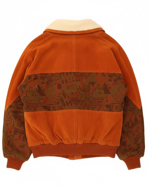 Vintage Mens Sherpa Suede Jacket UK 42 XL Brown Colourblock Leather