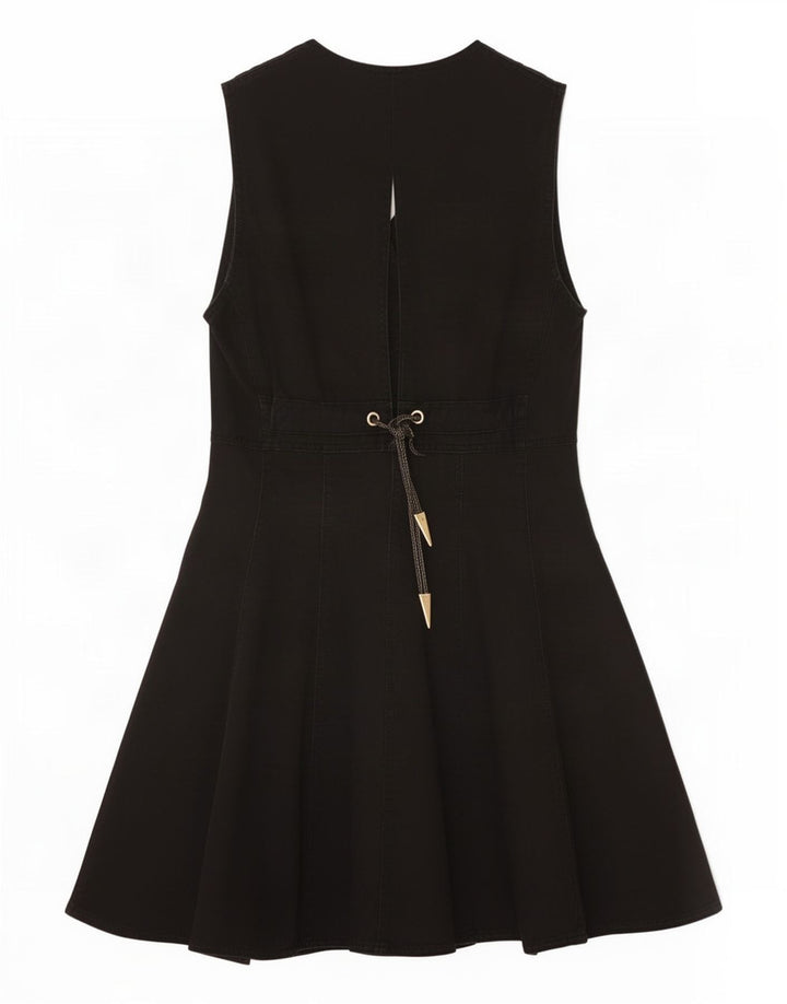 Roccobarocco Womens Sleeveless Denim Dress IT 44 Medium Black Cotton
